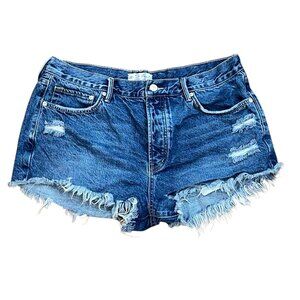 We The Free Button Fly Cut‎ Off Denim Distressed Shorts Size 31